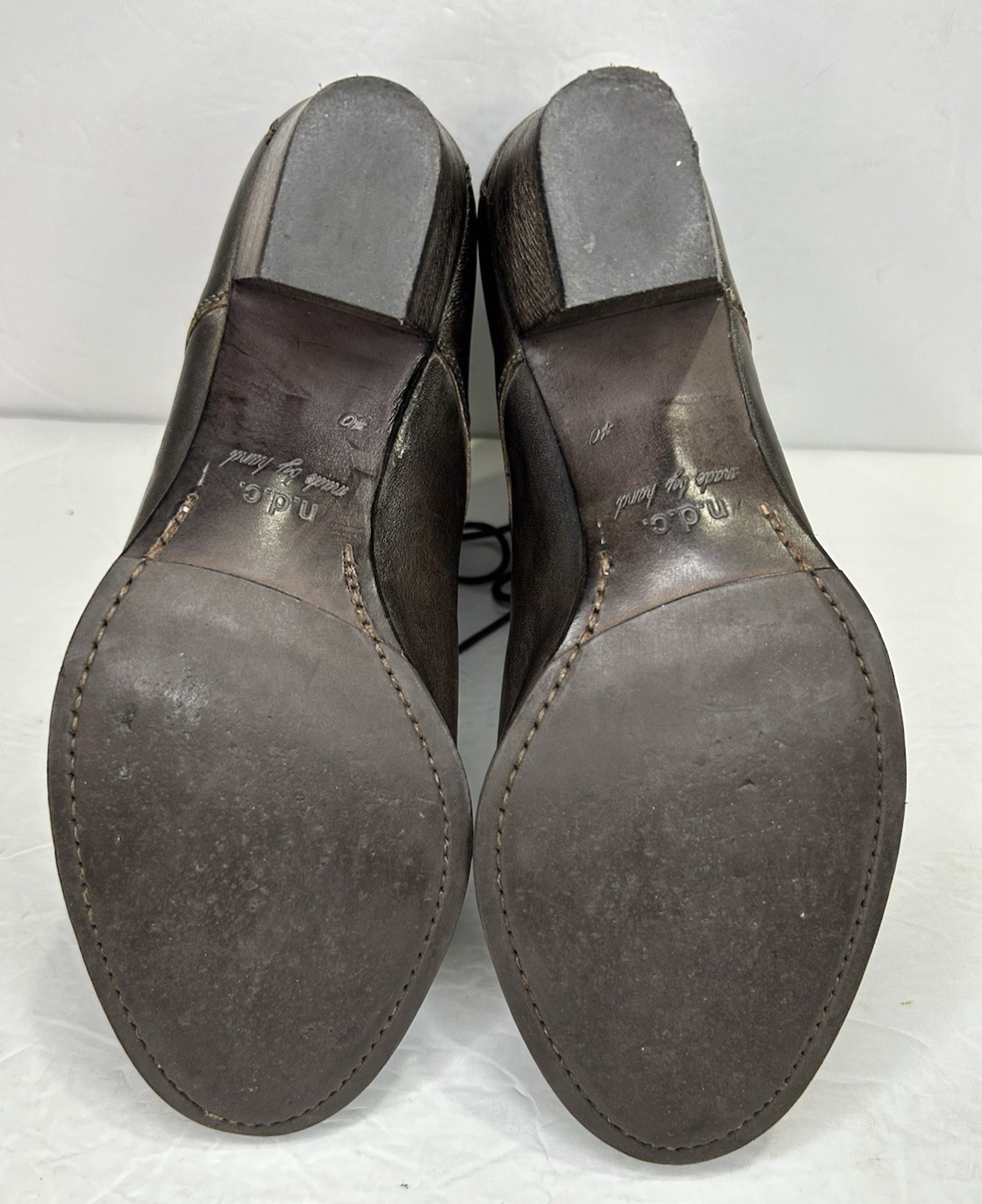 N.D.C. Made by Hand Ankle Boots Women 40 9.5 Brown Leather Lace-Up Heeled Spain
