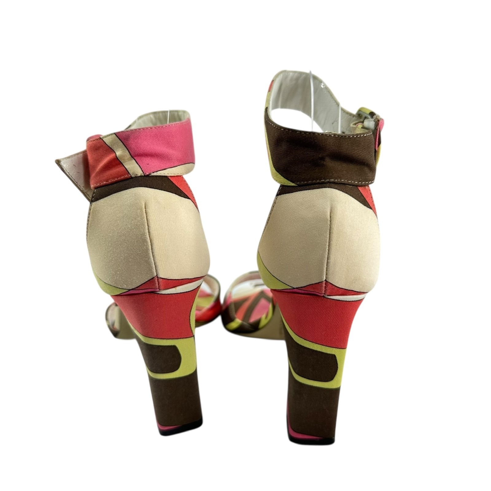 Genuine EMILIO PUCCI Printed Multicolor Heels Ankle Strap 36.5 6.5