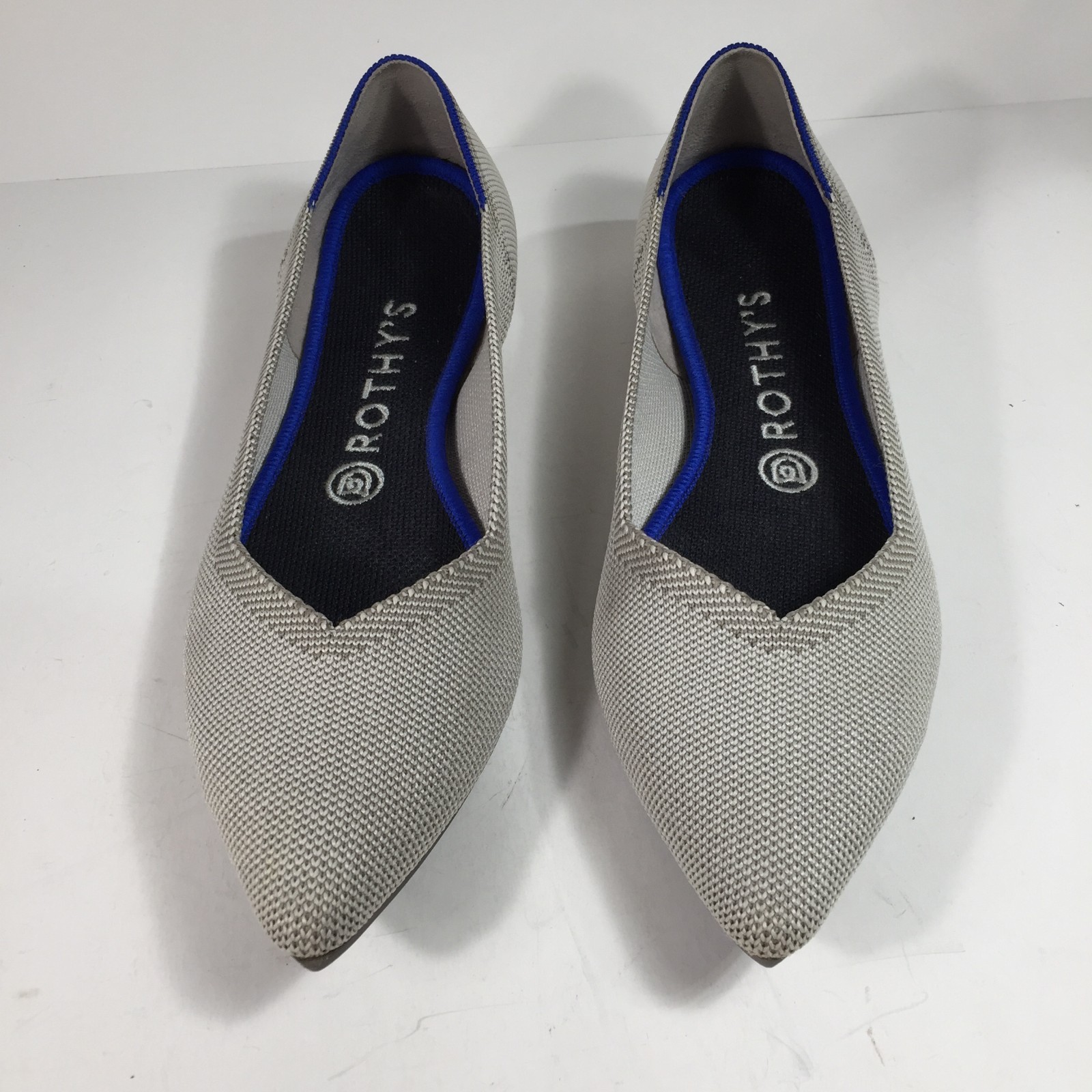 Rothy’s The Point II Diamond Twill Cream White Size US W8.5 Toe Flats