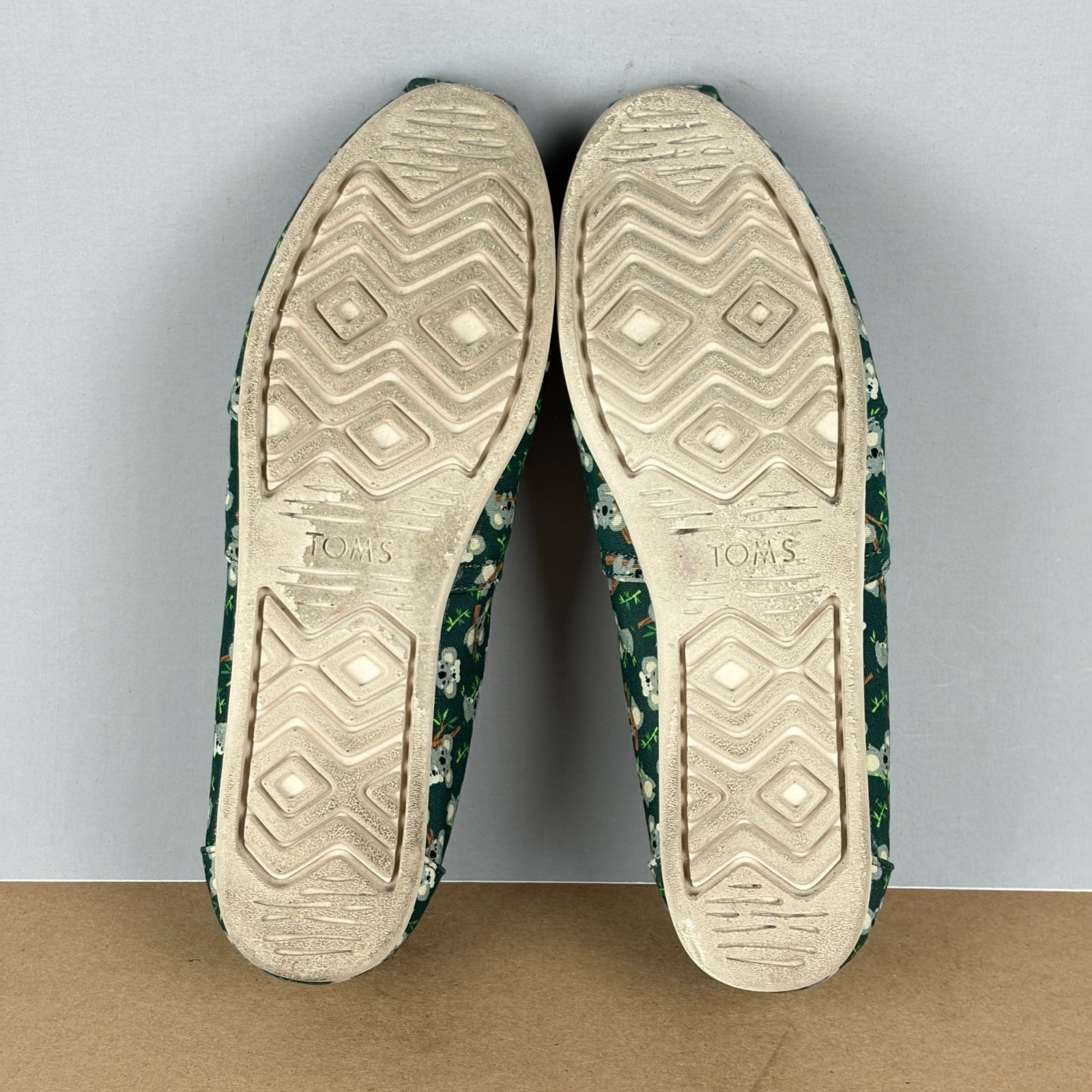 Toms Koala Print Alpargata Lined Casual Slip On Shoes Womens 10 Green Gray