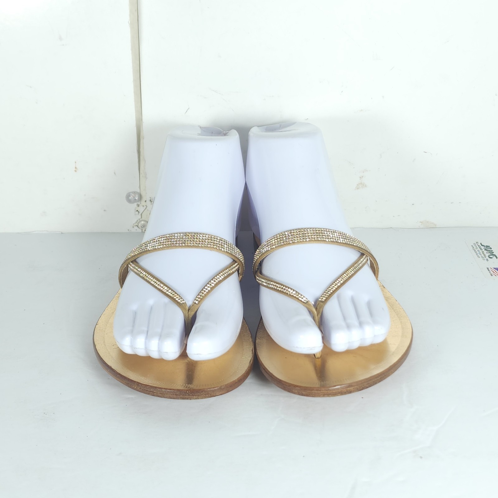 Pedro Garcia Women’s 36 US6 Gold Leather Swarovski Crystal Embellished Sandals