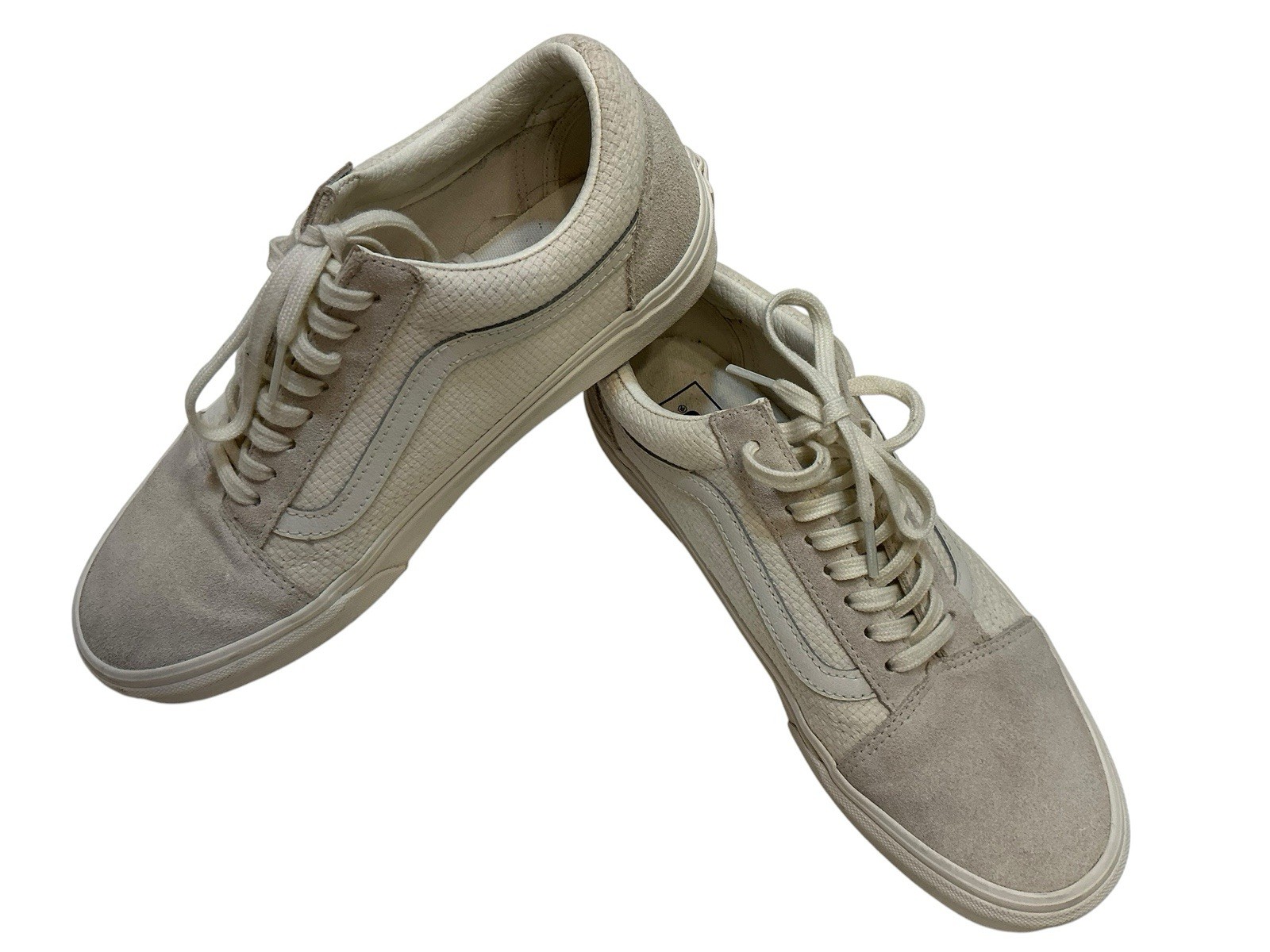VANS Old Skool Woven Check Marshmallow White Suede Low Top Sneakers Women’s 10