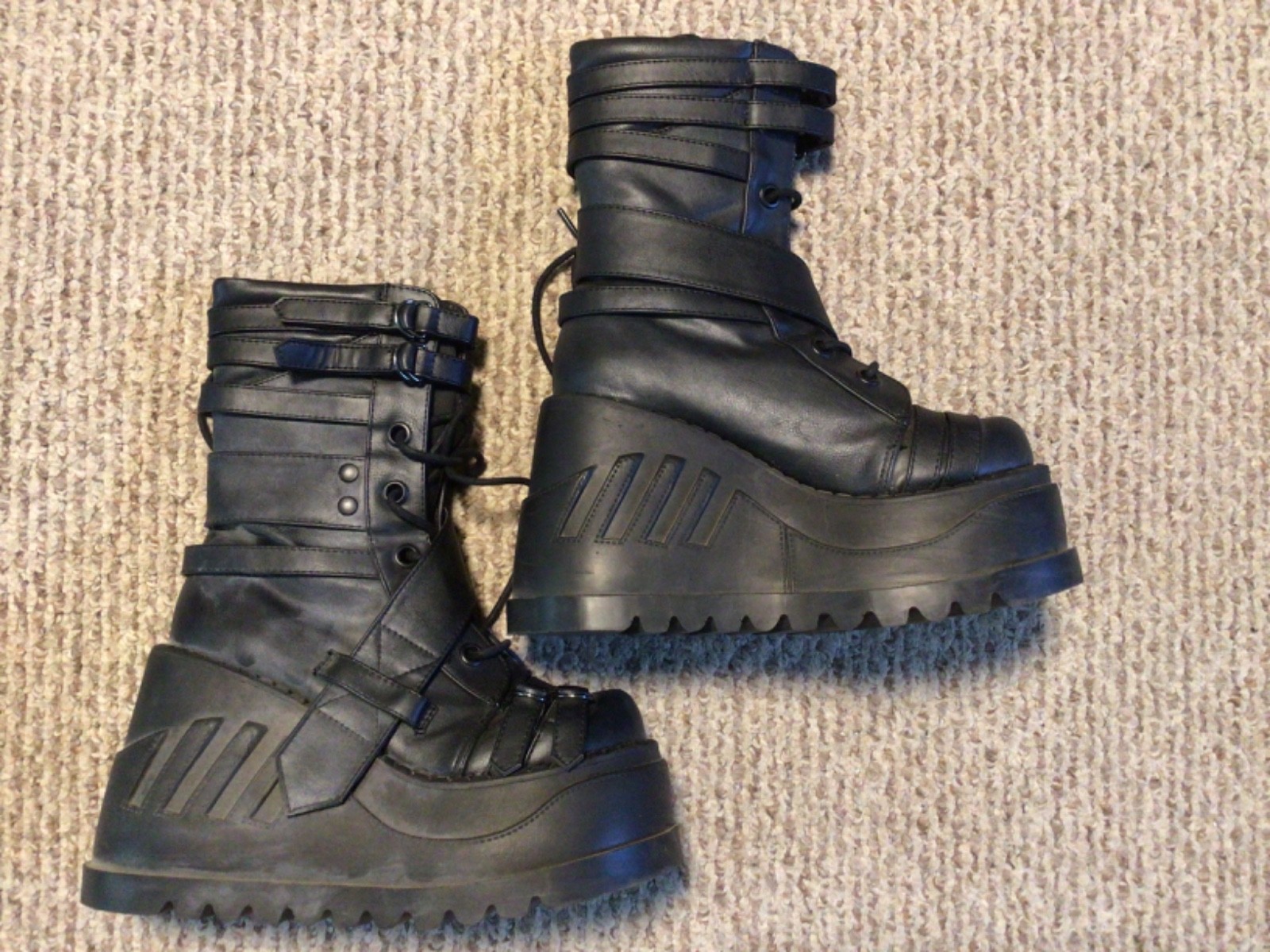 Demonia Black Vegan Leather Sop-26 STO26/BVL Platform Boots Women’s Sz 8