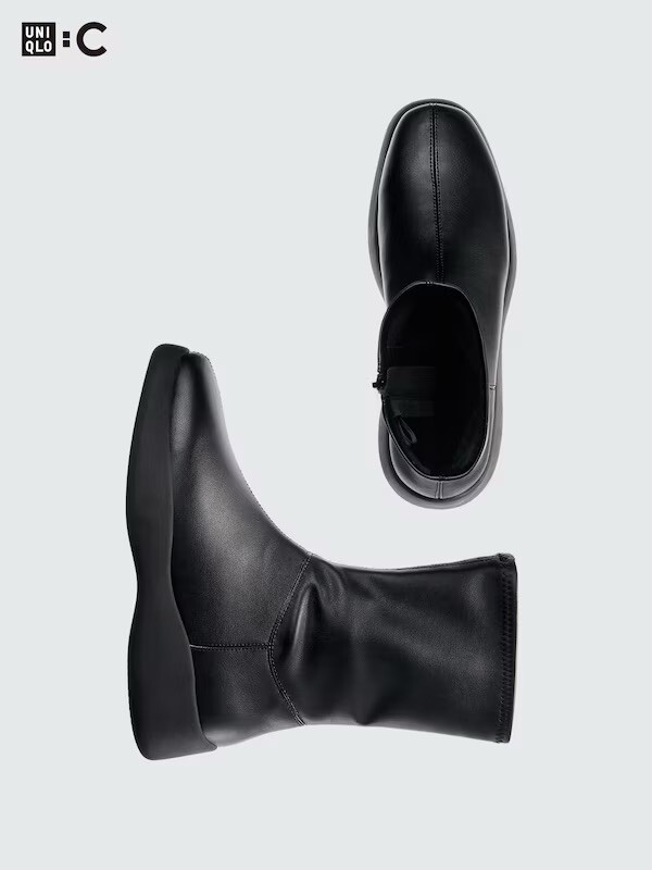 Uniqlo C Stretch Short Boots Comfy Shoes Women Size 7 Black Winter Fall Spring