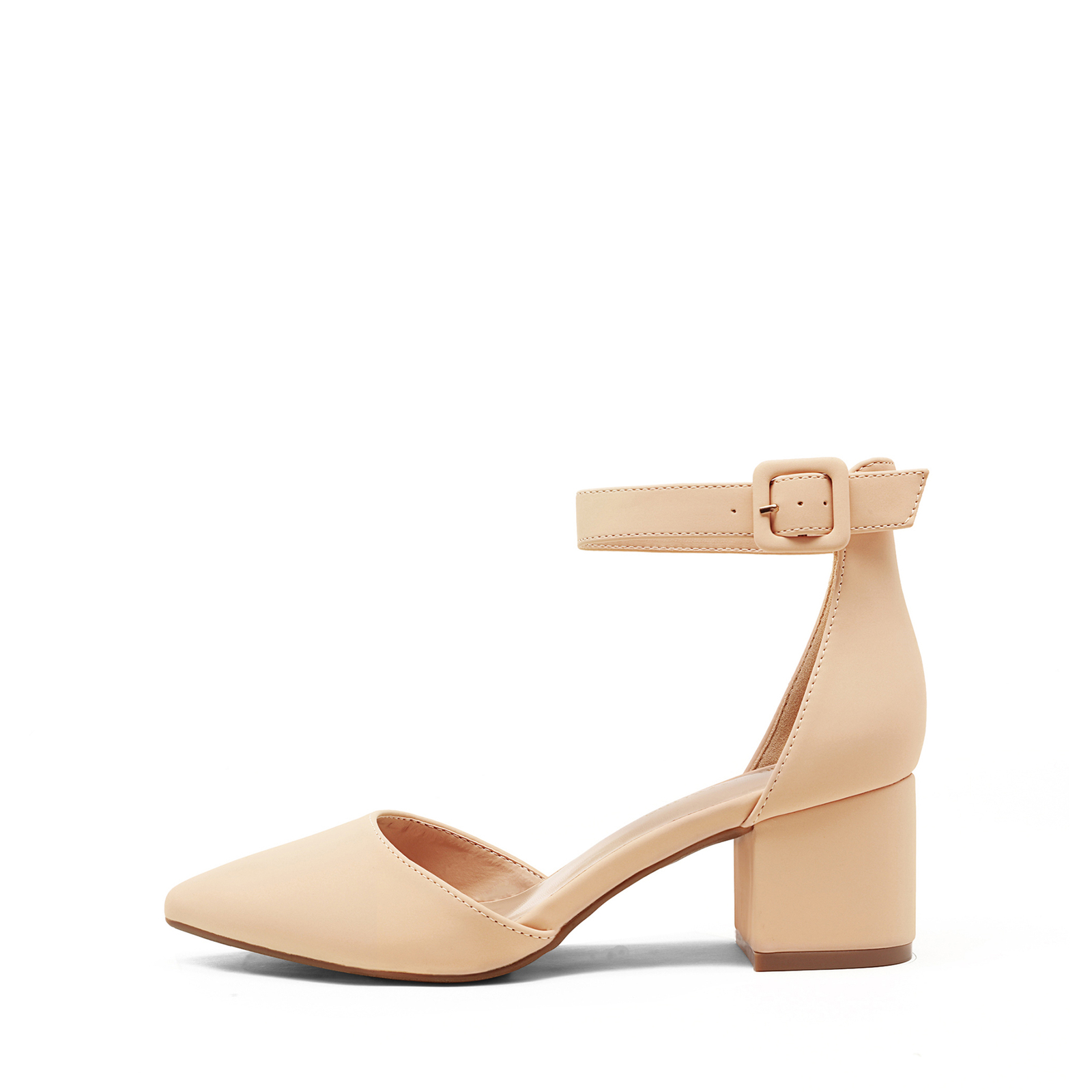 Women’s Timeless Pointed Toe Block Heel Wide-Size Pumps with Adjustable Strap