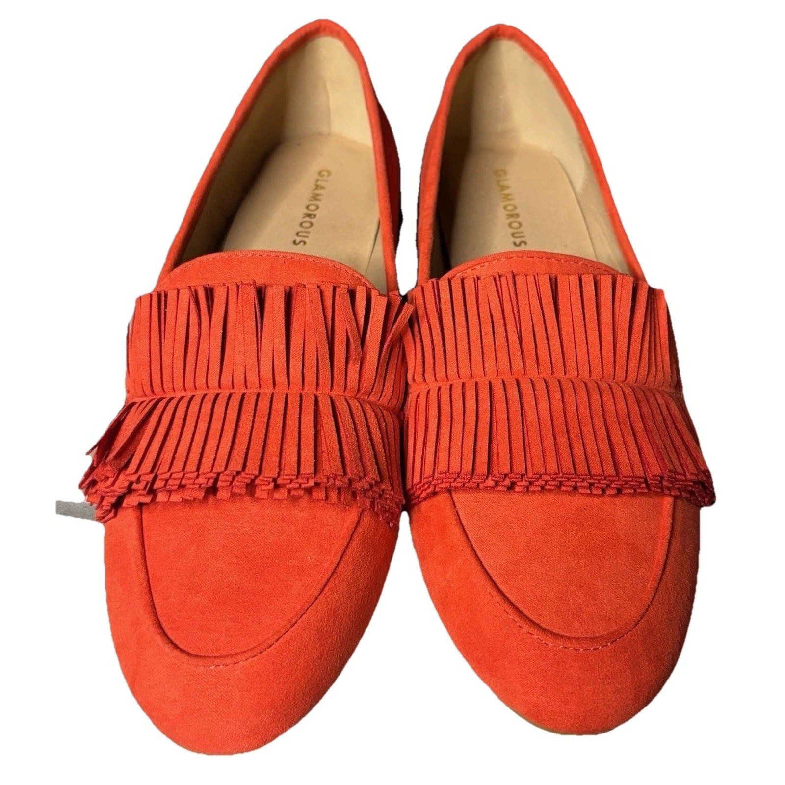 ASOS Glamorous Fringe Point Toe Loafers Sz 7 Burnt Orange Slip On NWOB