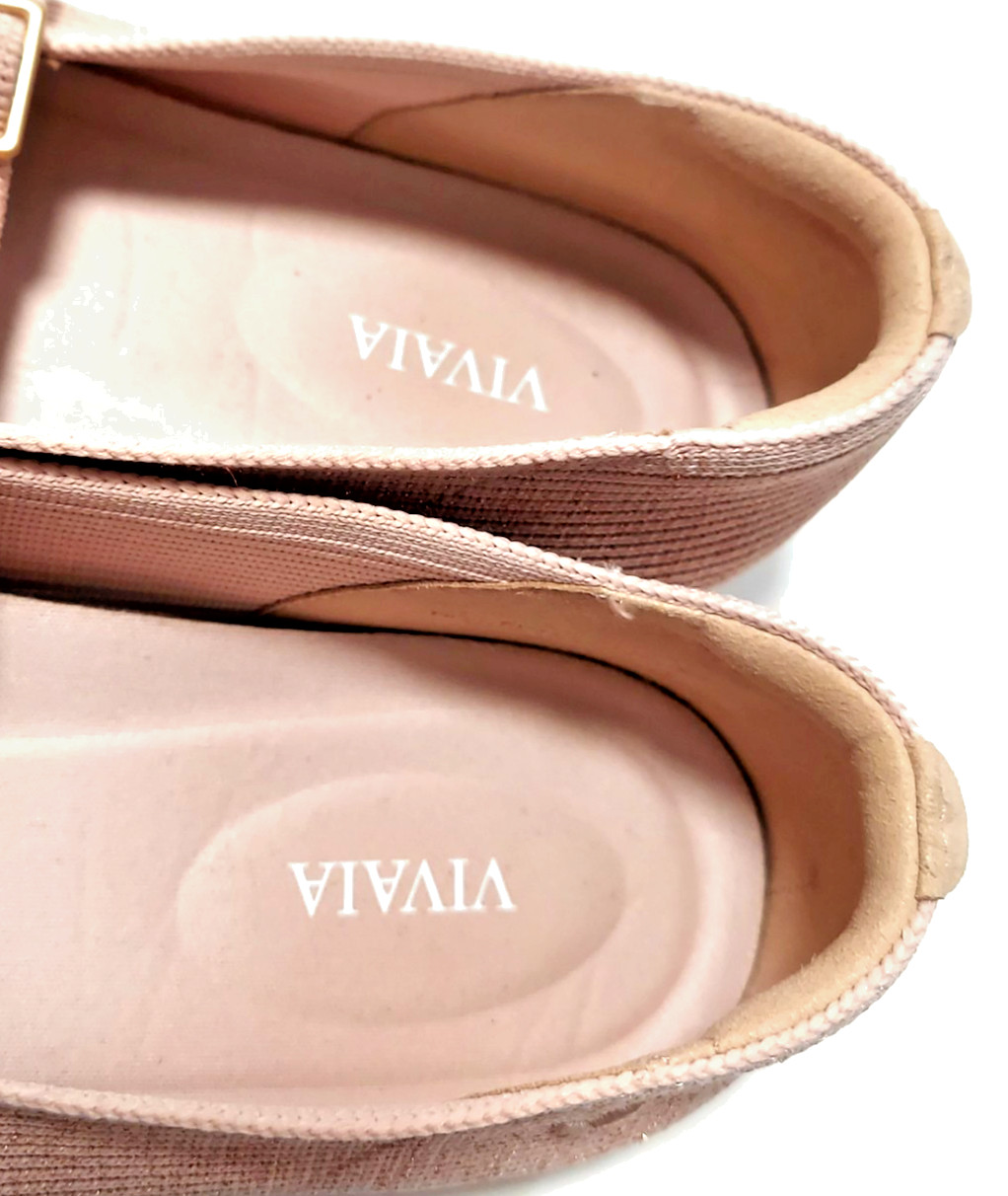 Vivaia Margot Square-Toe V-Cut Flats Mary Jane Shoes Knit Rose Gold US 10 EUC