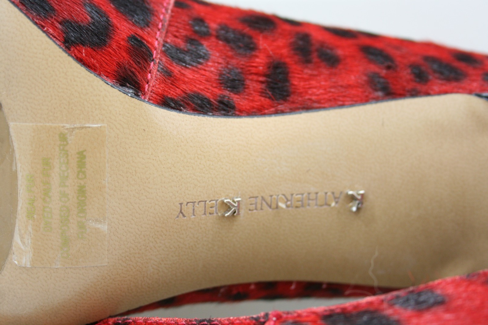 Katherine Kelly REESE Red Leopard Print Calf Hair Pointed toe Leather Pumps sz 8