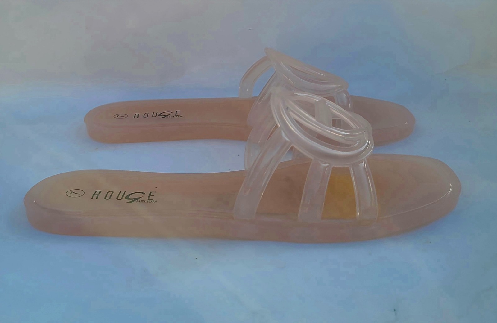 ROUGE Helium Slide Sandals Nude Clear PVC Slip On Flat Solid Women’s 7