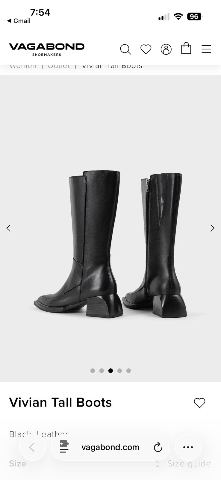 Vagabond Black Leather Vivian Pointed Toe Tall Boots Size EU 37