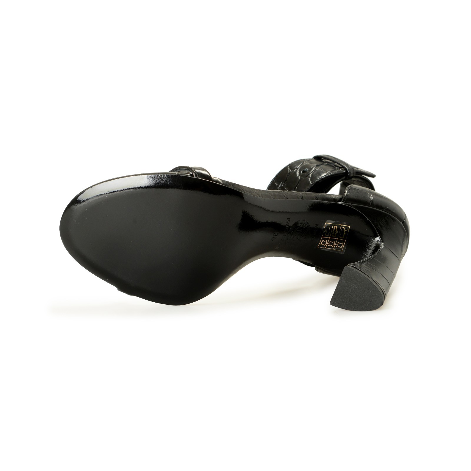 Versace Women’s Black 100% Leather Croc Print Sandals Shoes US 6 IT 36