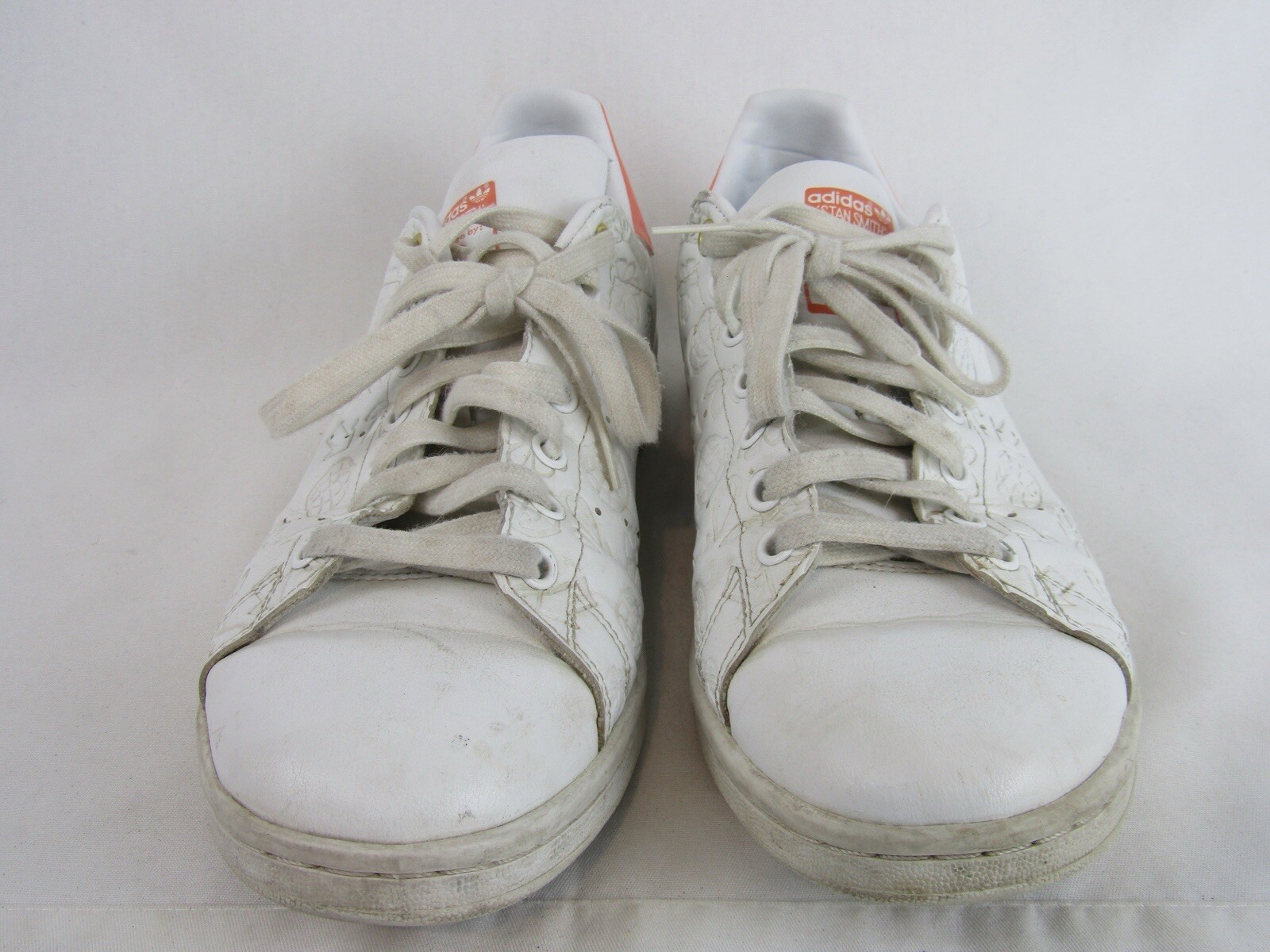 Womens Adidas Stan Smith Embossed Graphics Shoes-Size 11-White/Semi Coral-FX5677