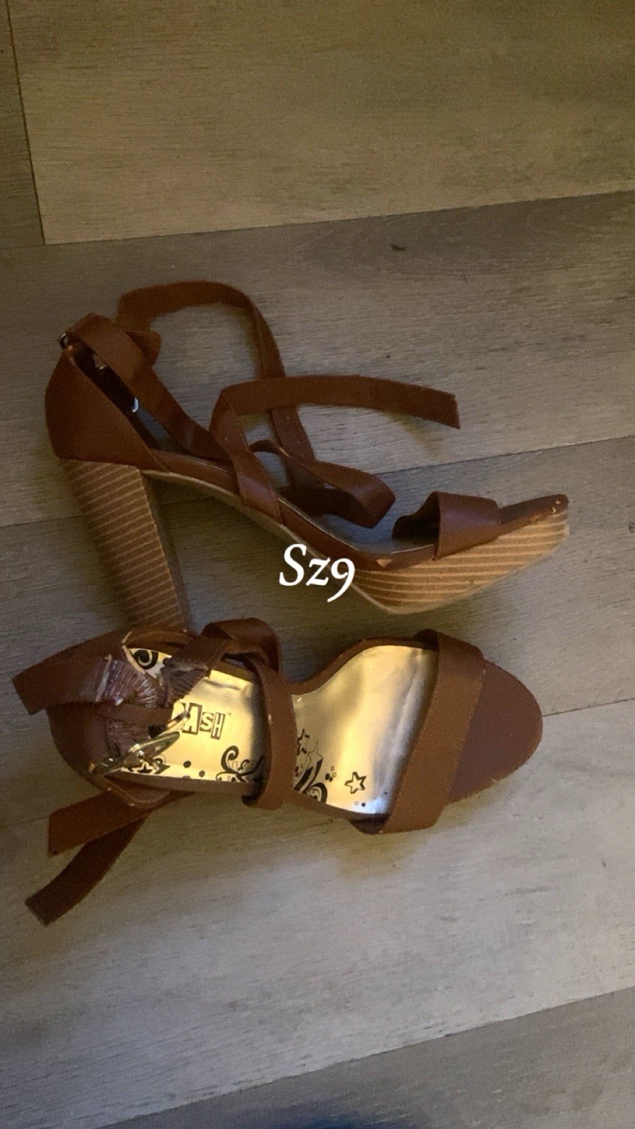 Nine West Brown Strappy Rhinestone Open Toe Stiletto Heels Buckle Synthetic