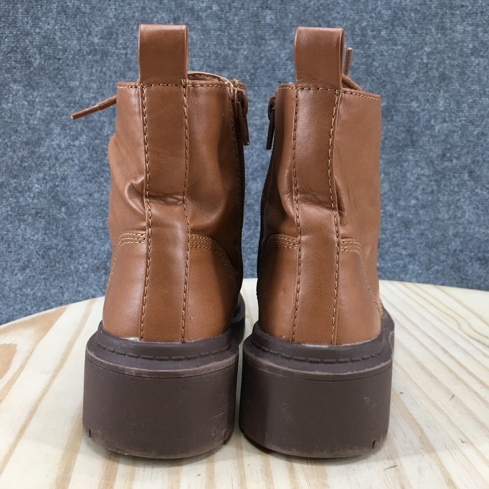 Aldo Boots Womens 6.5 Goer Cap Toe Lugsole Bootie Brown Faux Leather Heels