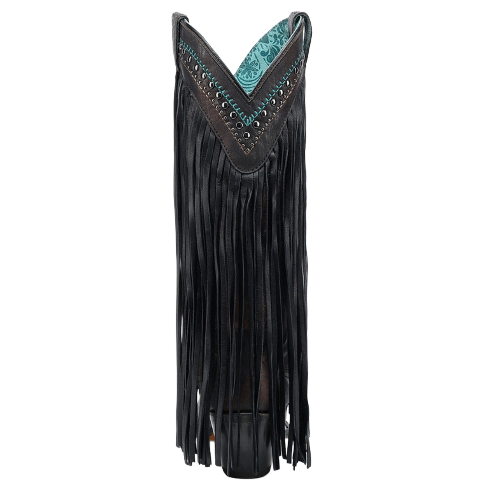 Corral Ladies Black Embroidery & Crystals & Fringe Western Boot C4078