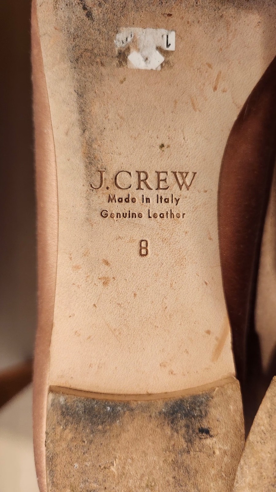 J. Crew Gold Rhinestone Brooch Embellished Silk Leather Ballet Flats Size 8 M