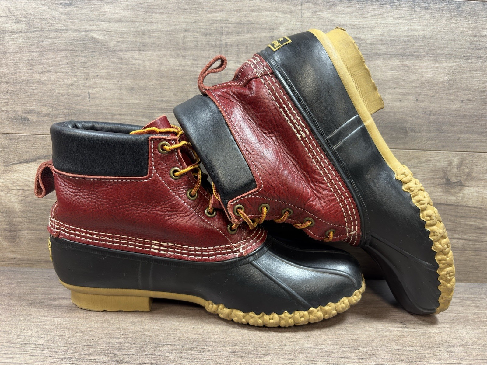 LLBean Bean Hunting Boots 10in Red Black Leather 503046 Comfort Womens Size 11