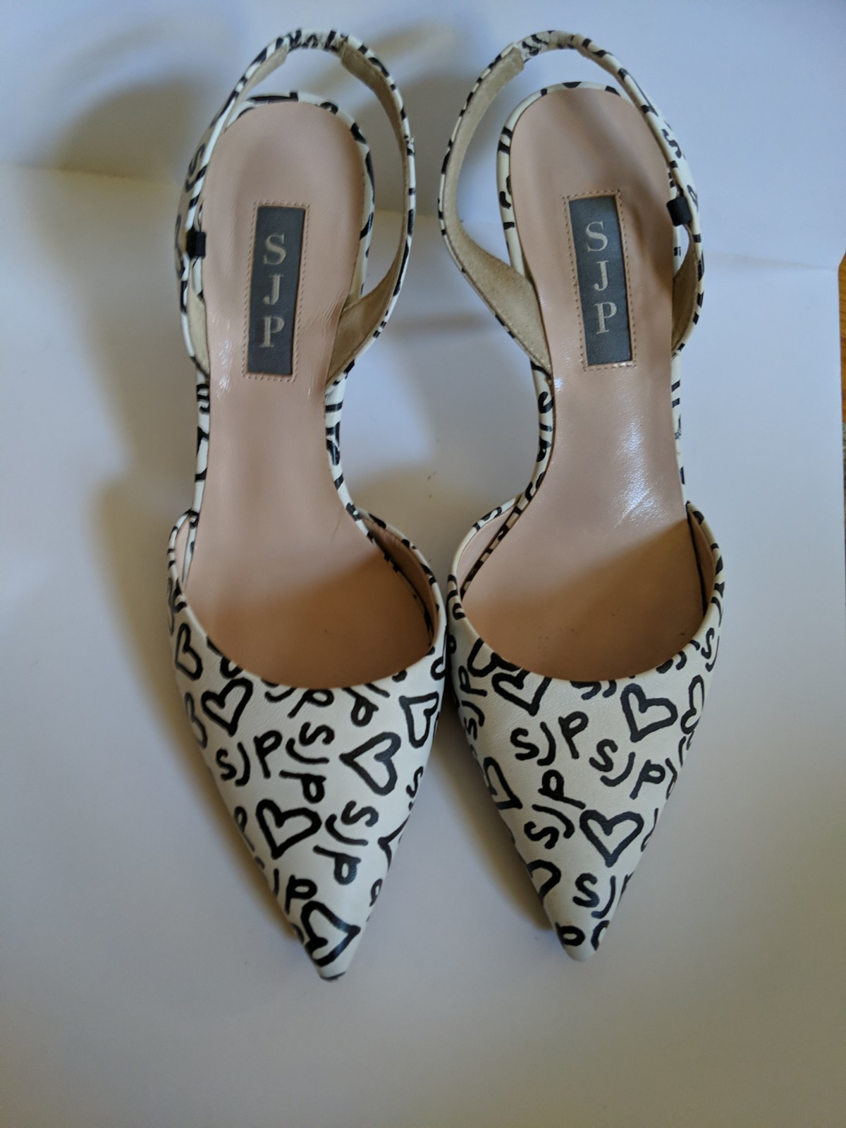 SJP shoes. Bliss White Leather. «Heart Collection» 2021 limited edition