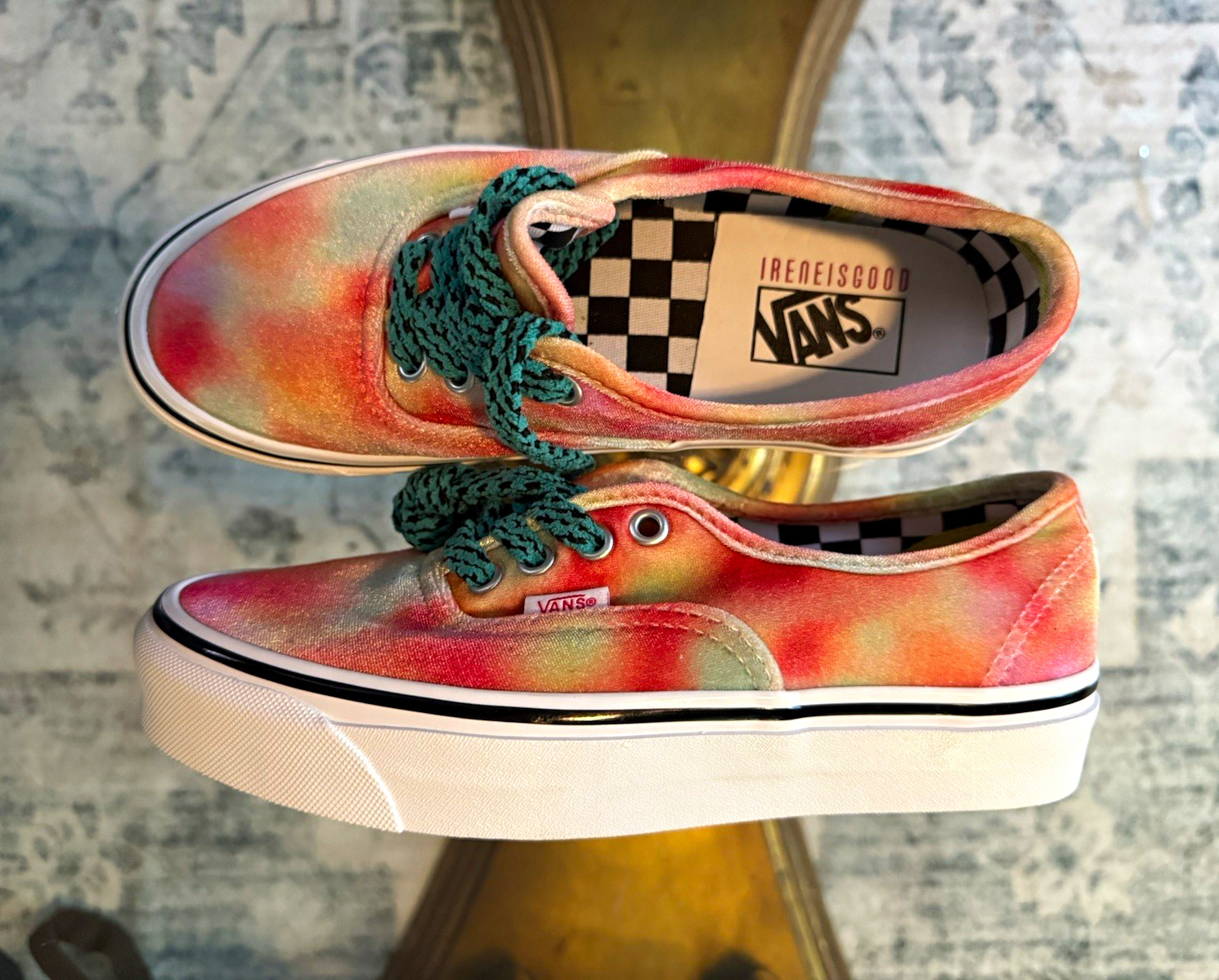 Vans Authentic 44 DX x IRENEISGOOD Collab Sneakers Platform Velvet Tie-Dye Sz 7