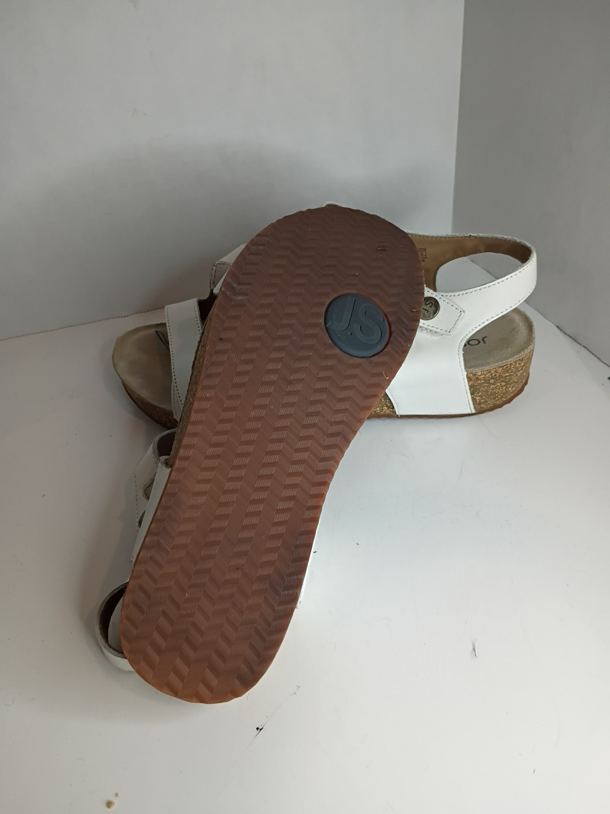 Josef Seibel Tonga 25 Women’s Sandals White Leather Size 39/8.5 Adjustable Comfy