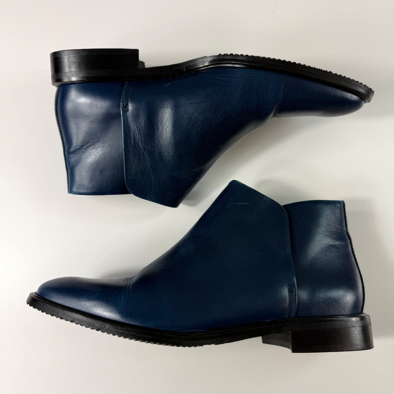 Everlane Womens 7.5 Ankle Boots Blue Leather Italy Minimalist Modern Chic