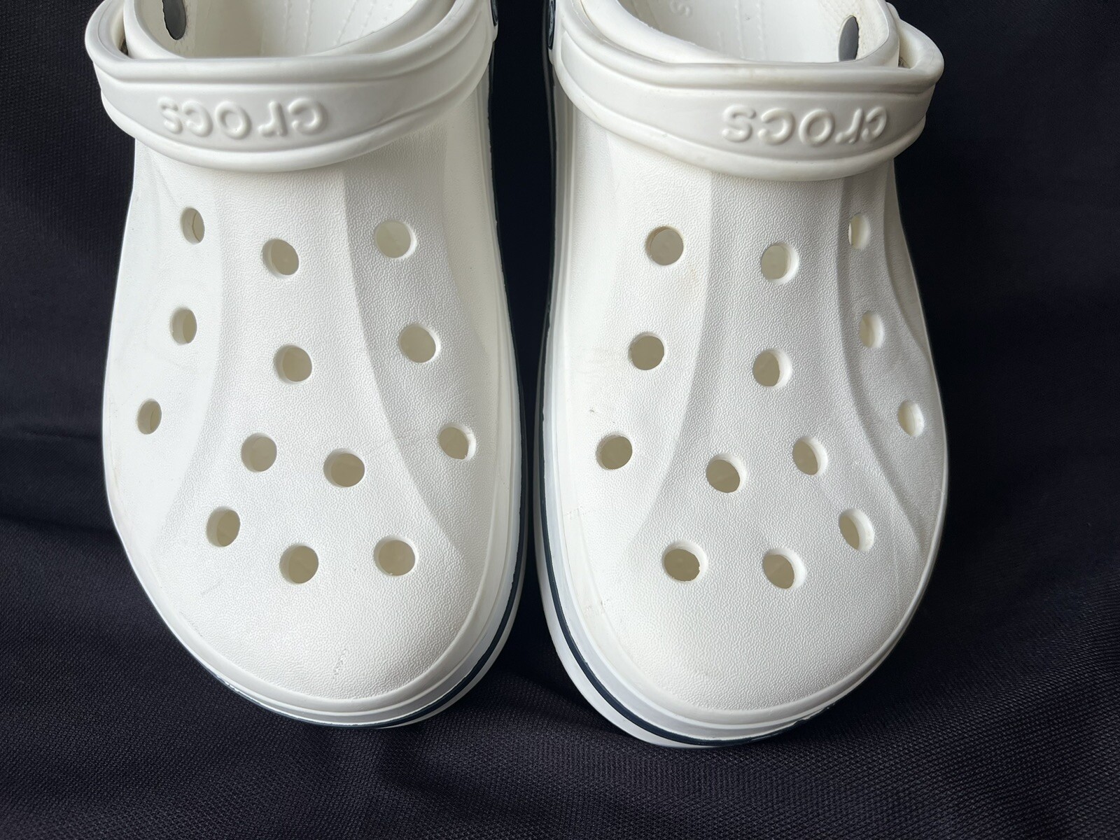 Crocs Bayaband Clog White Navy Logo 205089-126 Men’s Size 13 EUC Fast Shipping