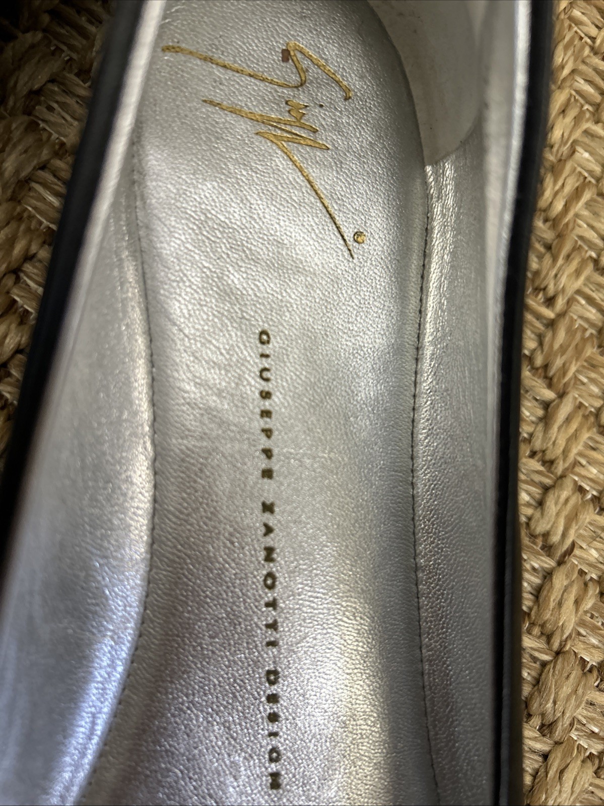 GIUSEPPE ZANOTTI Studded Round Toe Ballet Flats~Black/Silver~ 40