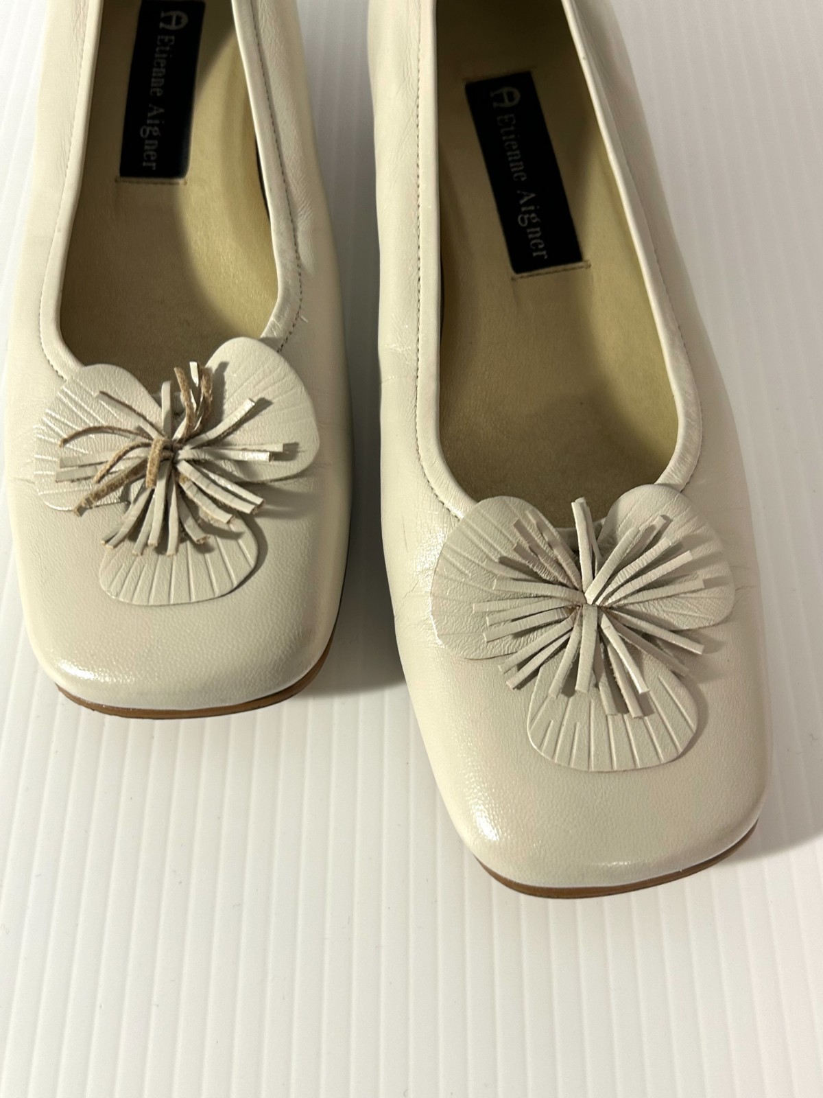 Etienne Aigner Winter White GARDENER Leather Slip On Shoes 7.5M Made In Brazil