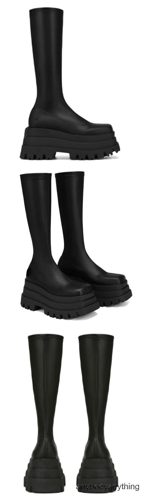 Street Style Women Thick Soled Platform Stretchy Ankle Boots High Heel Round Toe