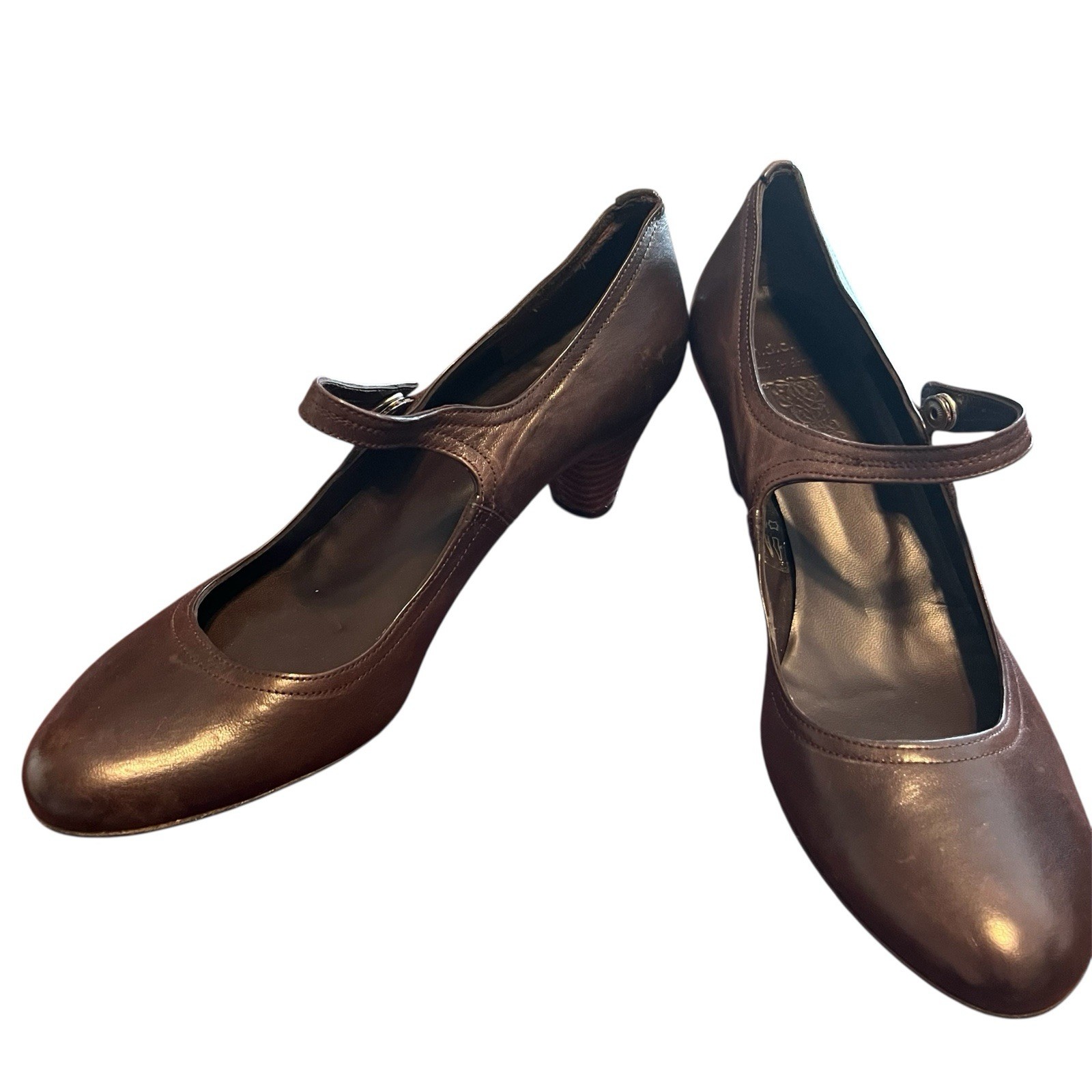 Womens N.D.C. Made By Hand Emmy Mary Jane Pumps Brown Leather Women’s Size 9.5