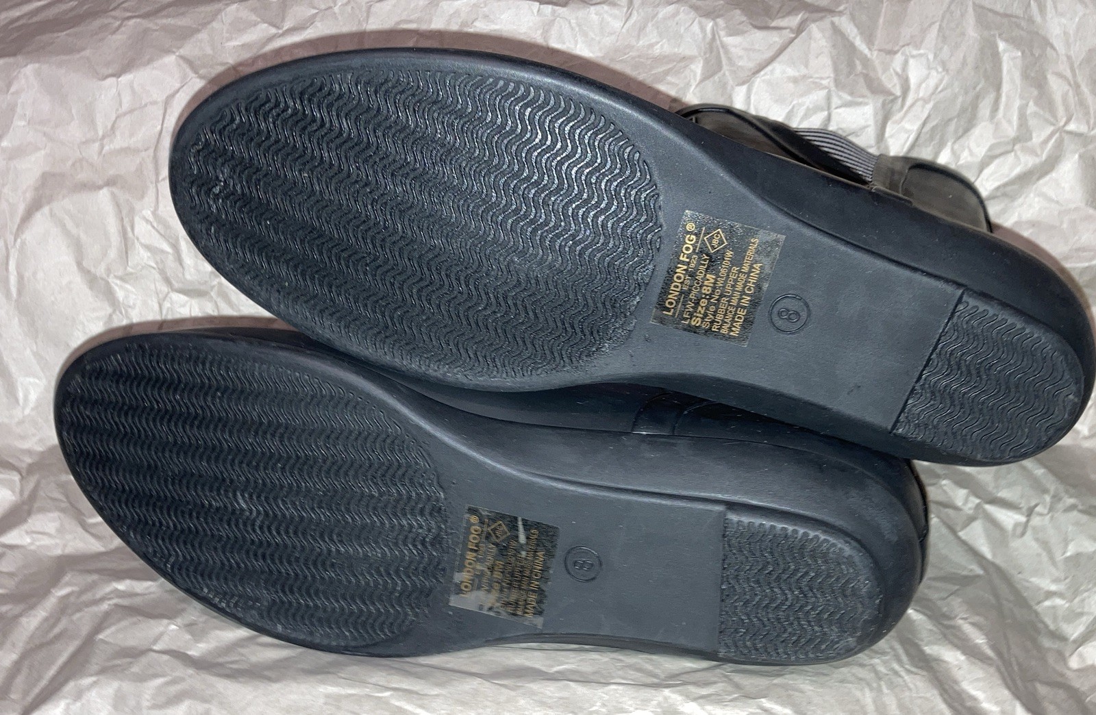 London Fog Piccadilly Rain Boots, Women’s Sz 8M, BLACK MSRP VALUE $50