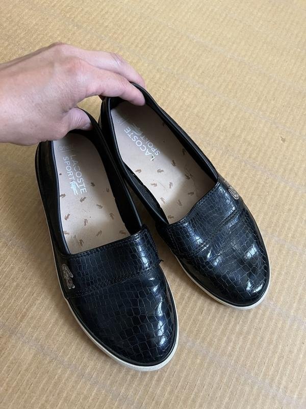 women lacoste loafers black artificial leather 37