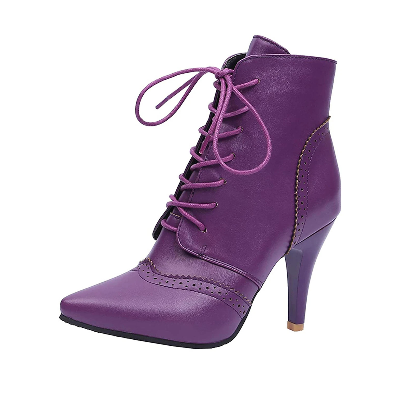 Womens Autumn Pointed Toe High Heels Up Autumn Fashion Ankle Boots