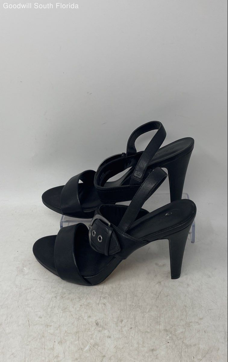 Karl Lagerfeld Womens Colene Black Buckle High Cone Platform Heels Size 8.5M