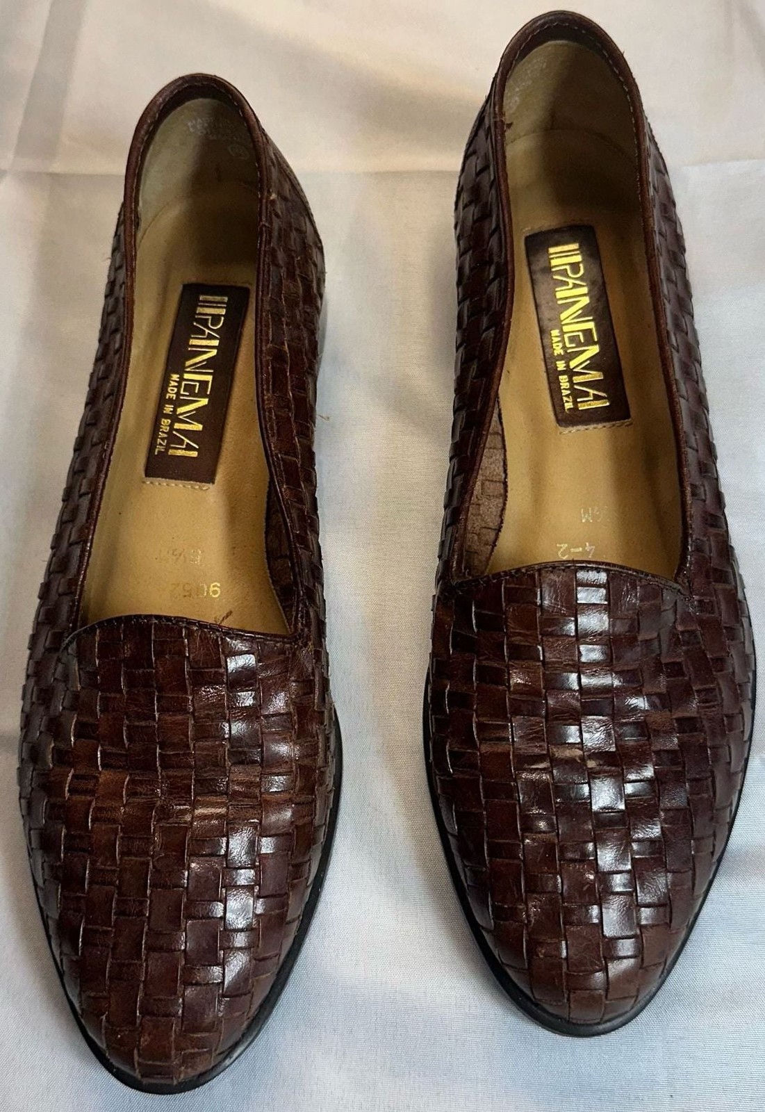 Vintage Ipanema Brown Woven Brazil Leather Slip-On Loafer Flats 6.5M