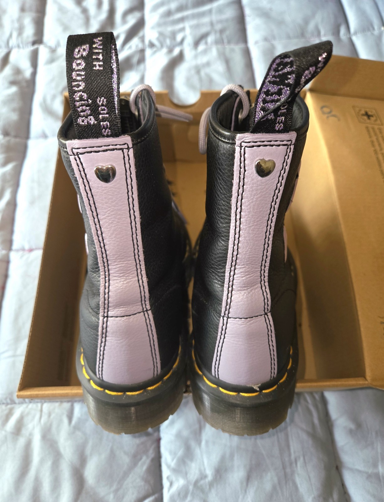 Dr. Martens 1460 Zip Heart Women’s Leather Lace Up Zipper Boots Black Purple 8