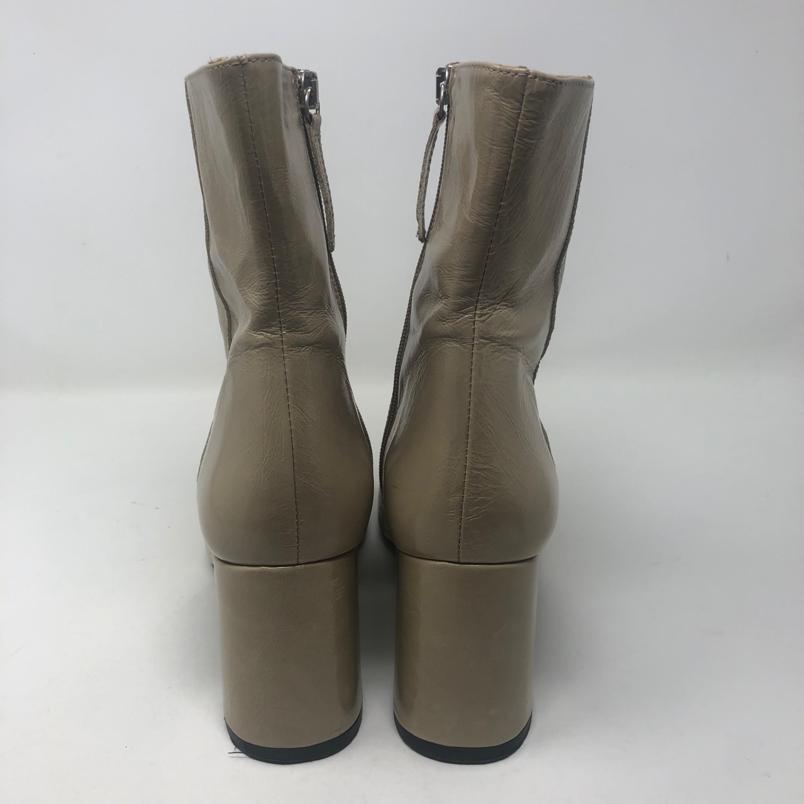 Angel Alarcon Ankle Boots Womens 40 US 9 Beige Leather Retro 70s 80s Square Toe