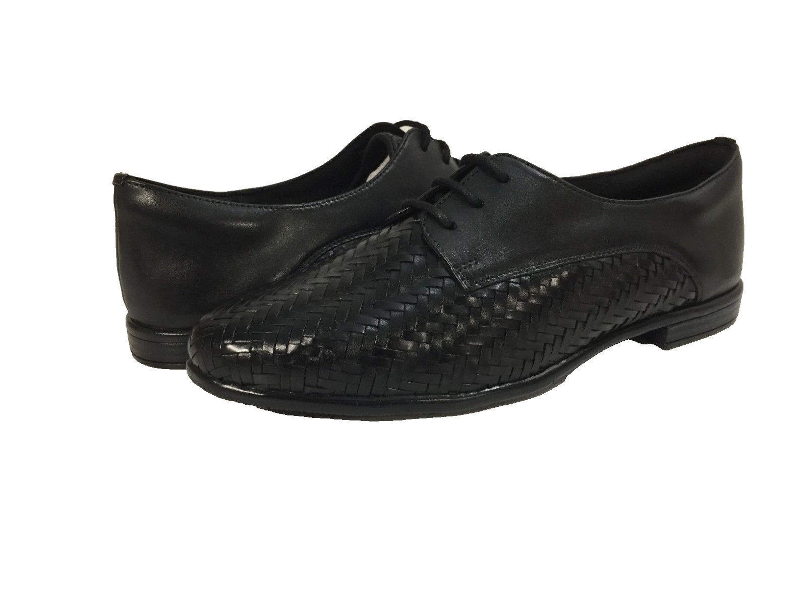 Trotters Womens Oxford Loafers Lizzie Herringbone Black Leather