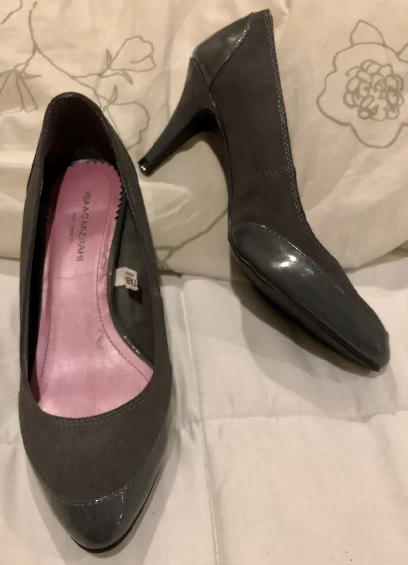 Isaac Mizrahi for Target Womens Pumps Sz 7.5 Gray Suede w/ Front & Side Patent