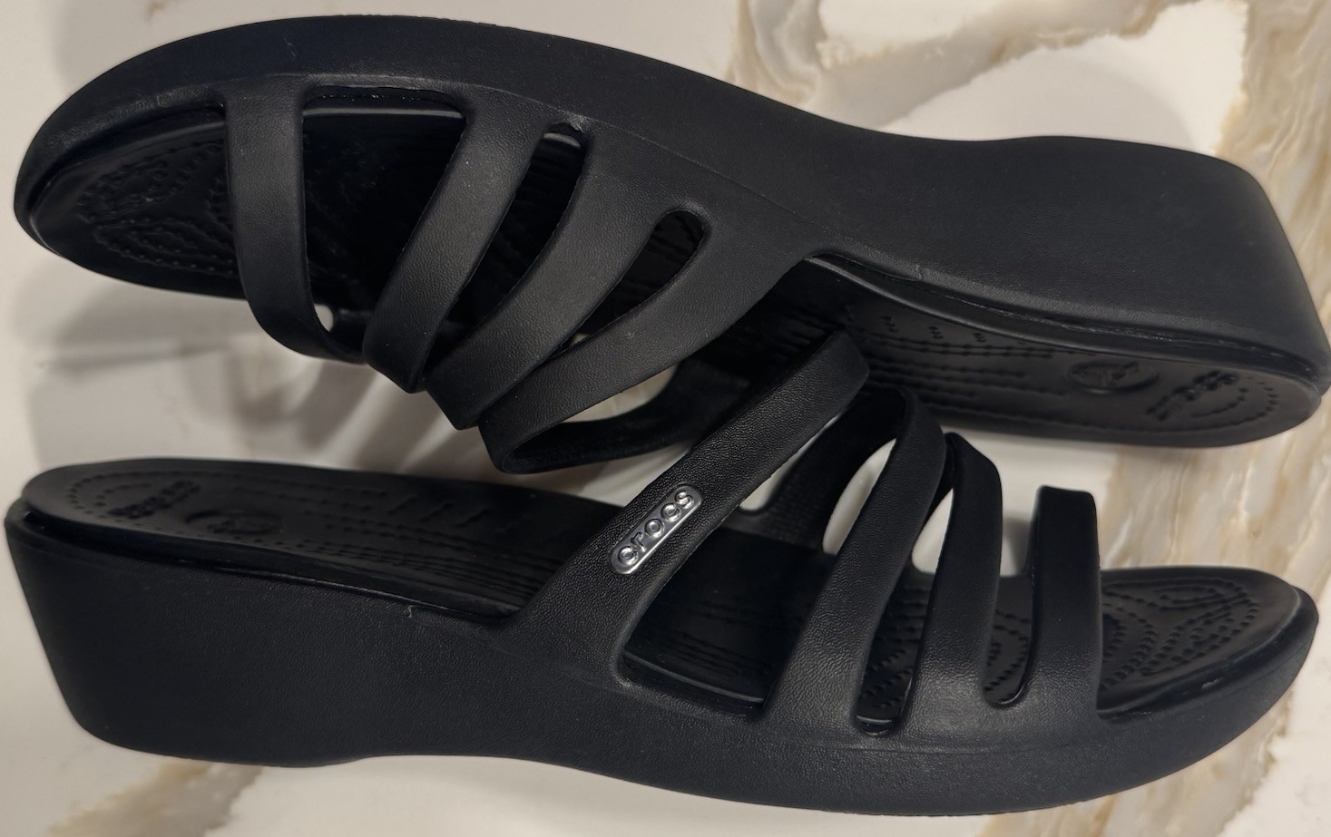 Crocs Rhonda Wedge Slide Sandals Women’s Size 9 Black Comfort Lightweight