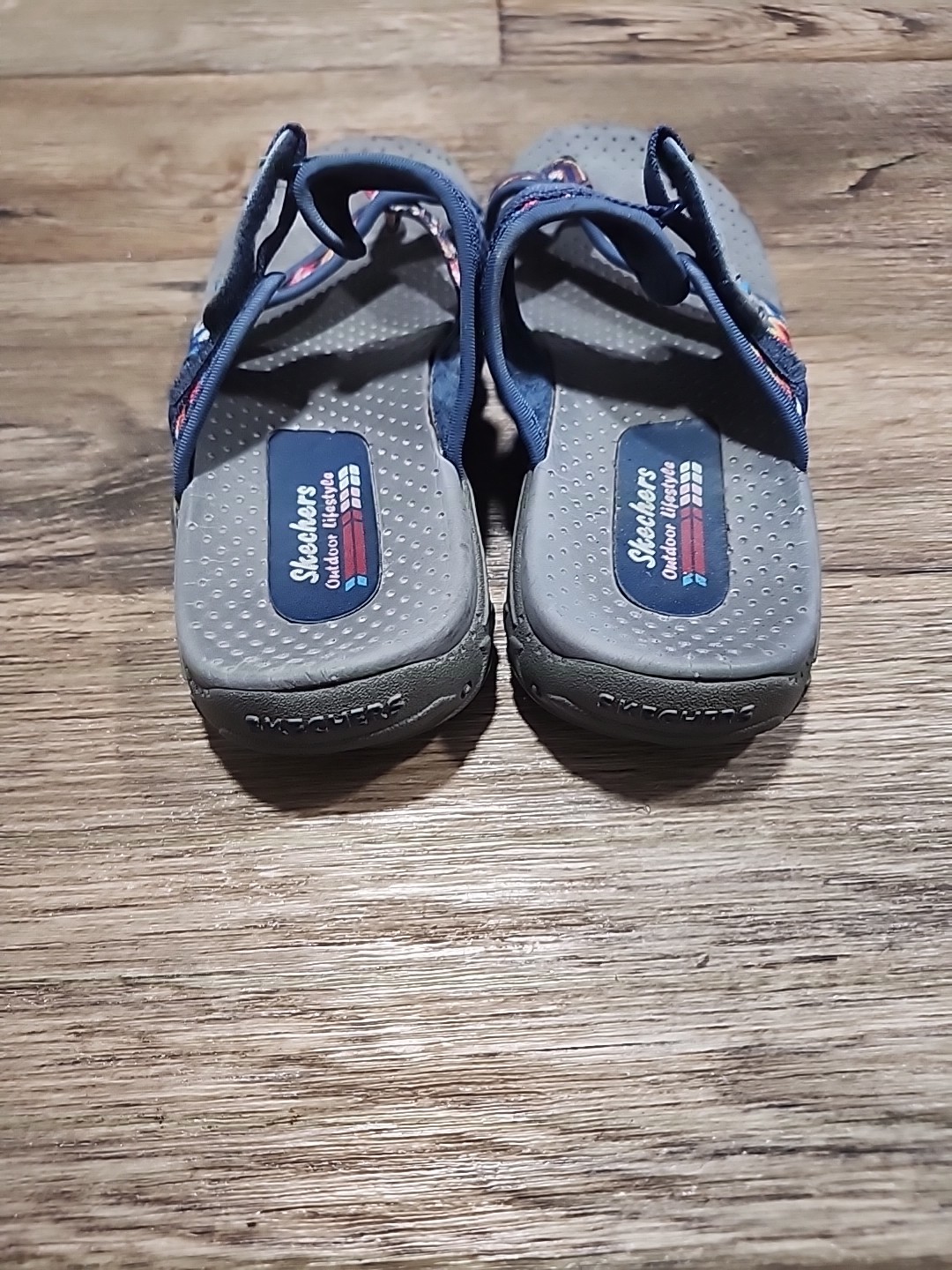 Skechers Outdoor Lifestyle Lot of 2 Beige Orange Blue Mesh Slide Sandals Women 8