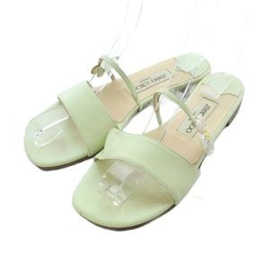 Jimmy Choo Women’s Flat Sandals Beaded Flower Embroidery Green 9cm/3.5″ B