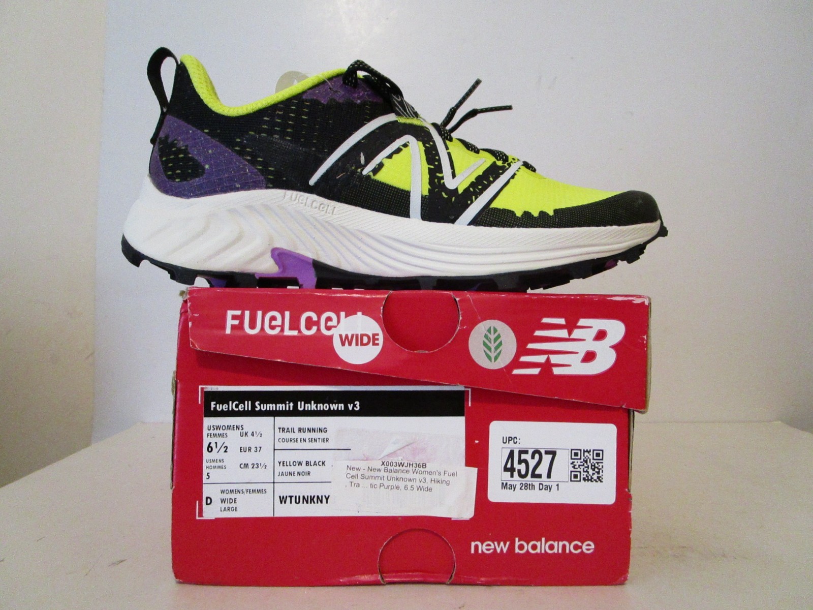 New Balance Fuelcell Summit Unkown v3 Womens Trail Running Shoe Yellow/Blck 6.5W