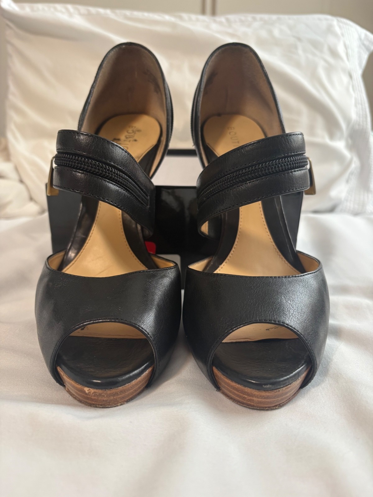 Nine West B Tramiro black leather heels size 10
