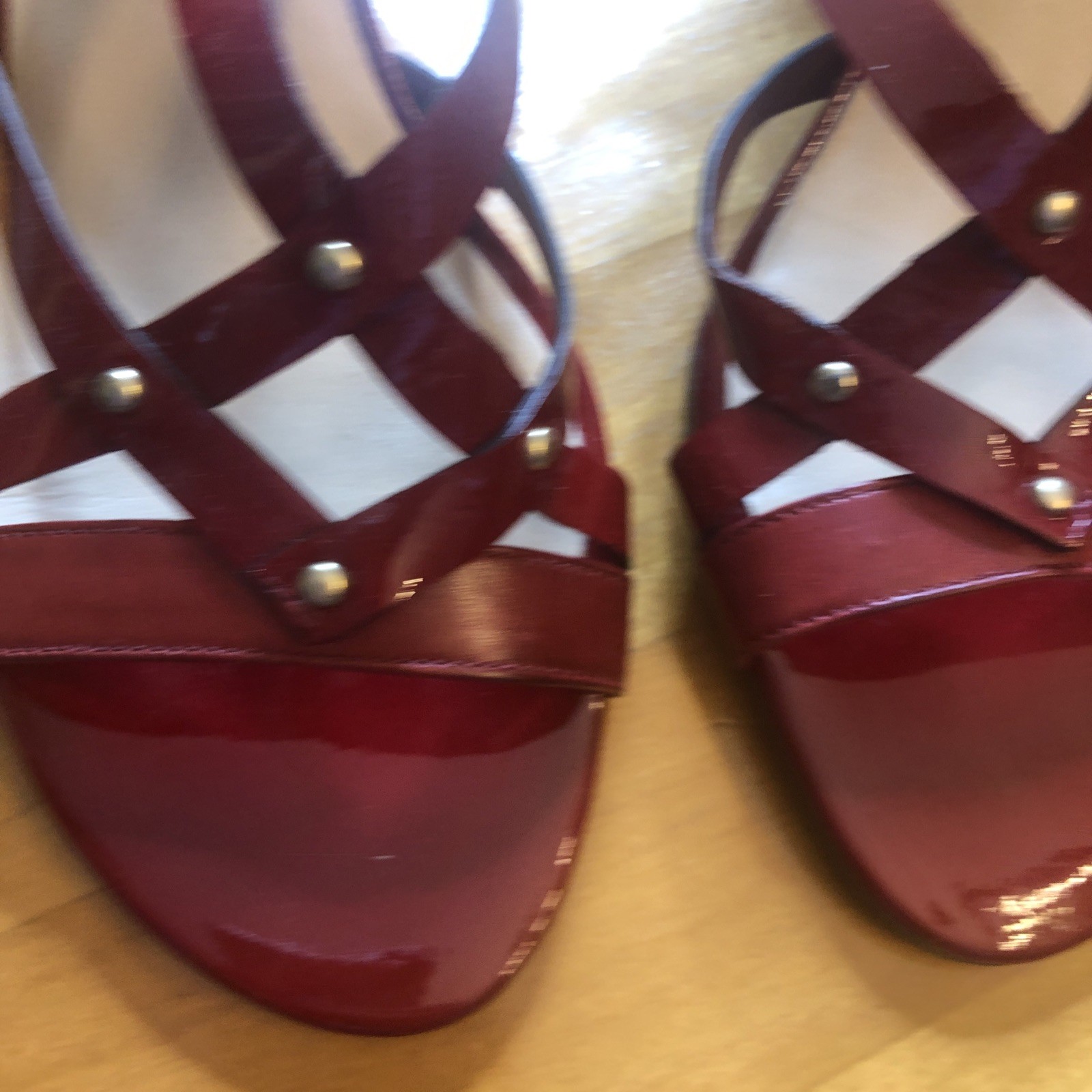Cole Haan Sling Back Strappy Red Patent Leather Heels Sandals Size 9.5 K9-D31160