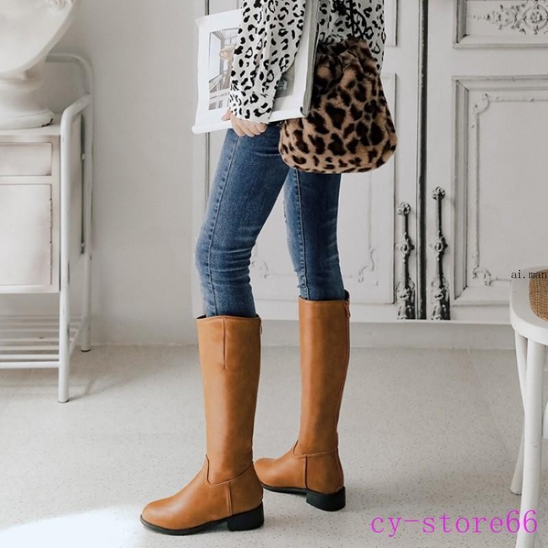 Women’s Men’s Mid Calf Knee High Riding Boots Tall Shoes Zipper Leather Oversize