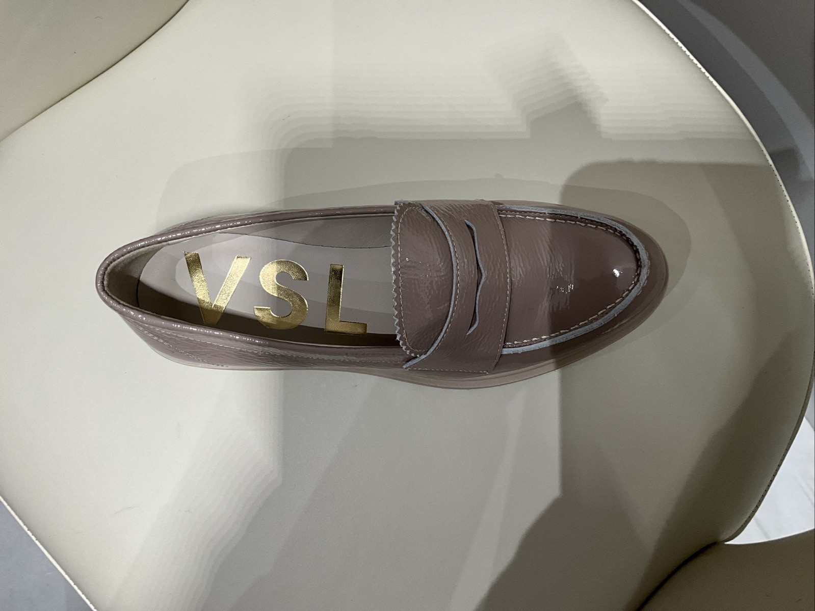 VSL Tan Patent Leather Loafer Shoes Women’s Size 36 Made In Italy New with Box