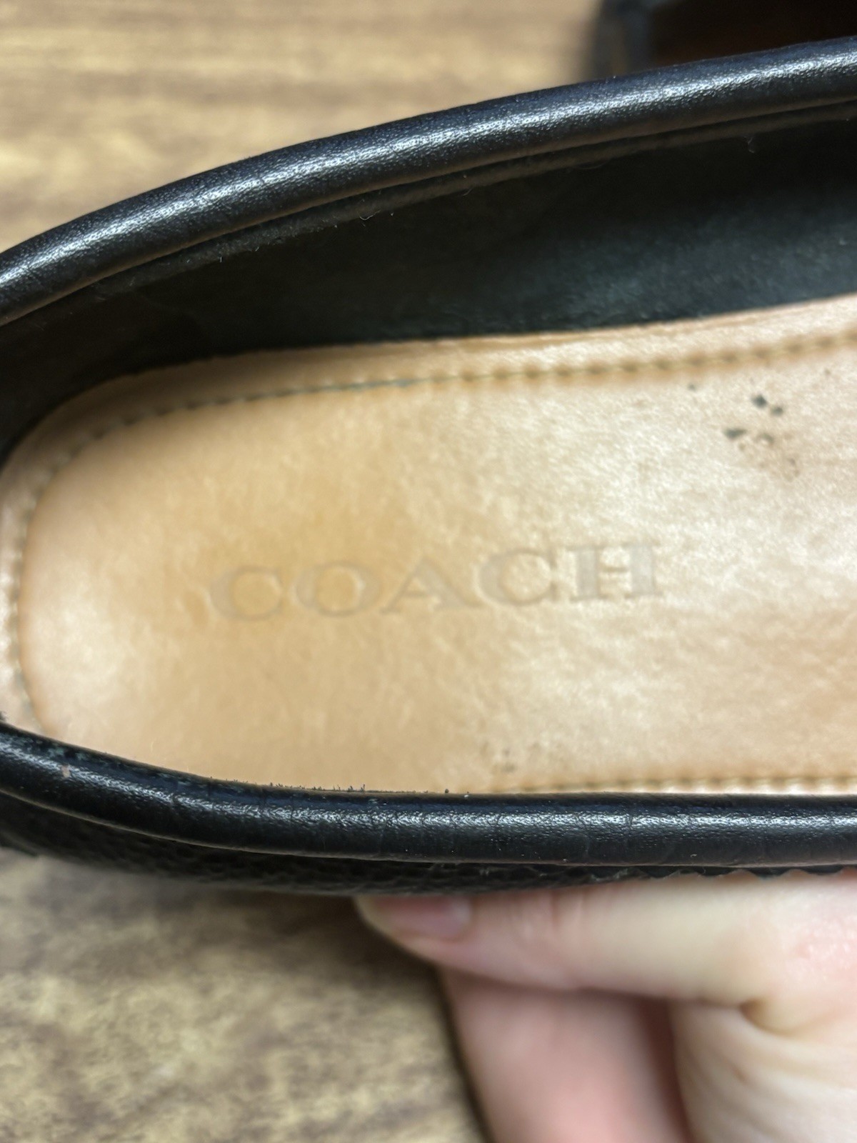 COACH Odette Black Pebbled Leather Driving Loafers Moc Toe Shoes Women’s Size 8