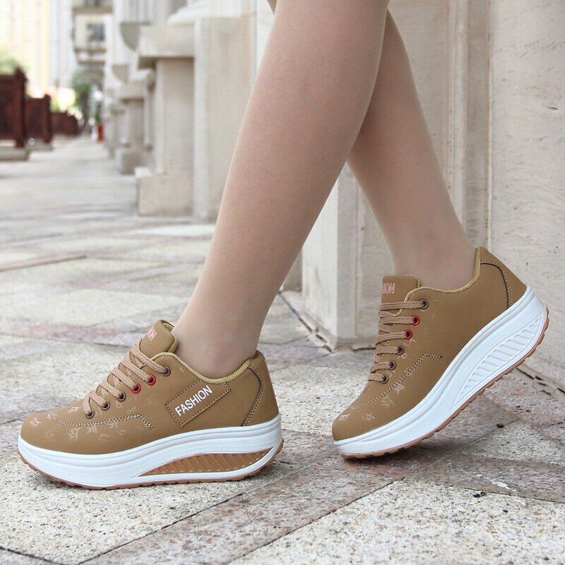 Womens Rocker Shoes Lace Up Slip On Wedges Tennis High Platform Casual Sneakers