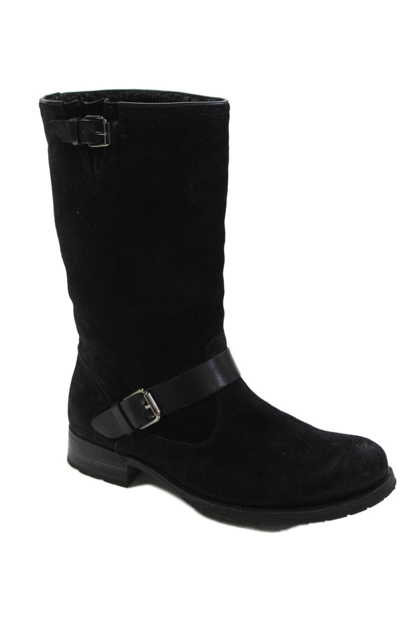 N.D.C. Womens Suede Buckled Block Heel Ankle Boots Black Size EUR 40